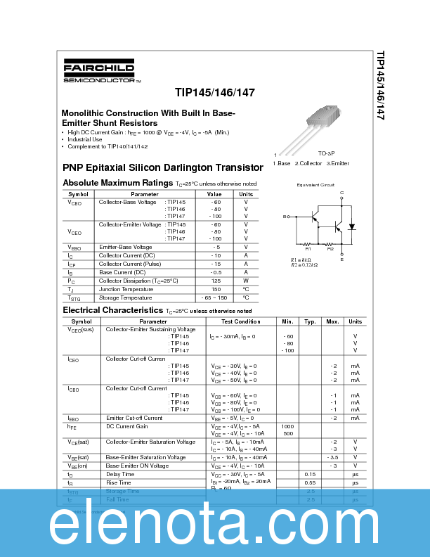 TIP147 Datasheet PDF (52 KB) Fairchild | Pobierz z Elenota.pl