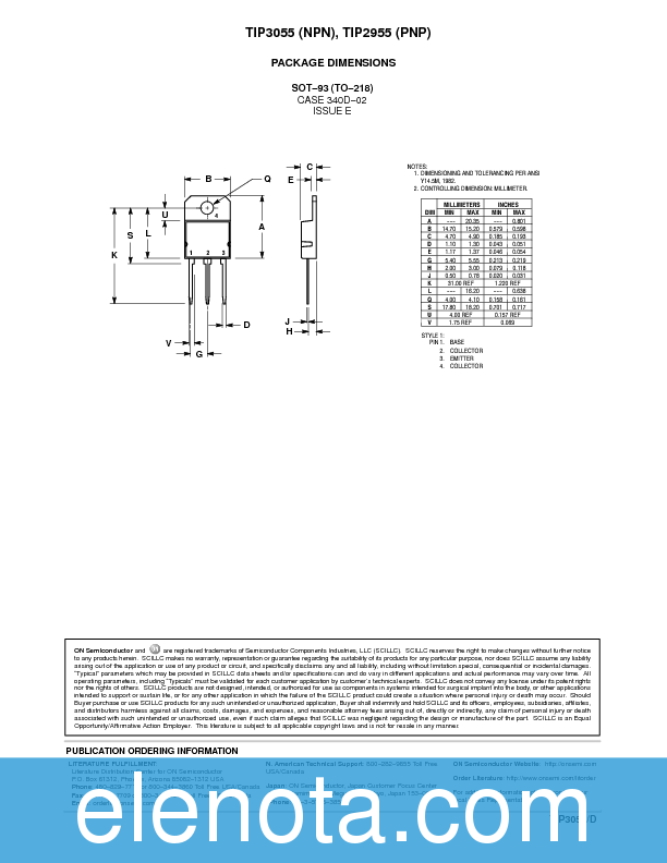 TIP2955 Datasheet PDF (62 KB) ON Semiconductor Pobierz z Elenota.pl