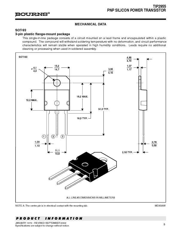 Tip2955 Pnp Power Transistor Datasheet Images
