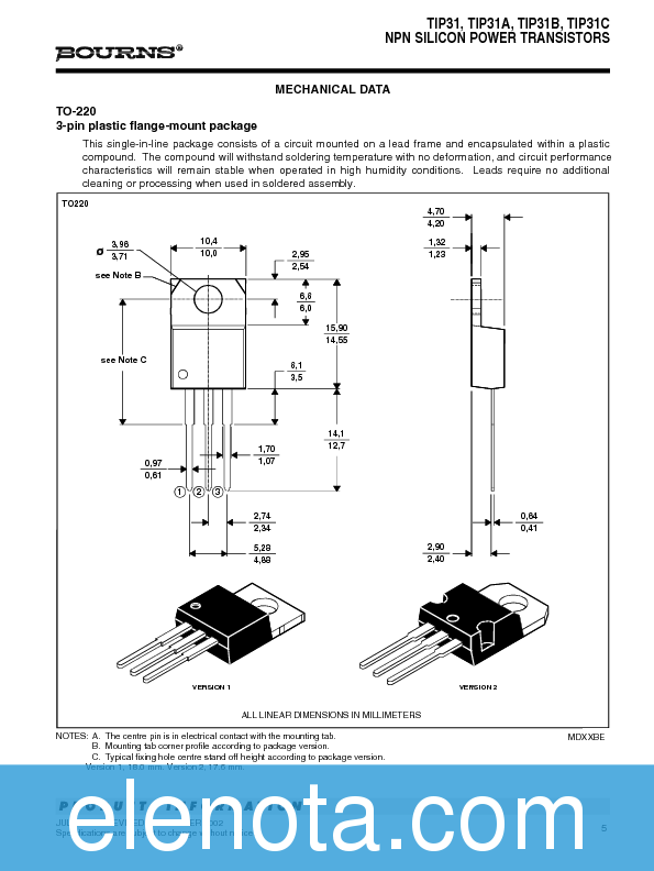 TIP31C Datasheet PDF (108 KB) Bourns | Pobierz z Elenota.pl