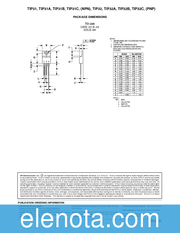 TIP31C Datasheet PDF (82 KB) ON Semiconductor | Pobierz z Elenota.pl