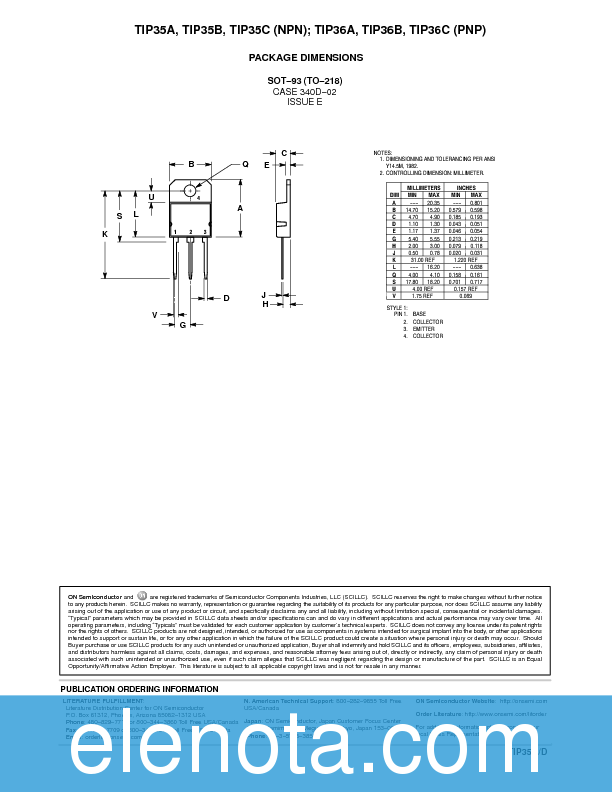 TIP35C Datasheet PDF (81 KB) ON Semiconductor | Pobierz z Elenota.pl