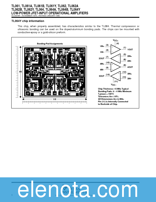TL062 Datasheet PDF (368 KB) Texas Instruments | Pobierz z Elenota.pl