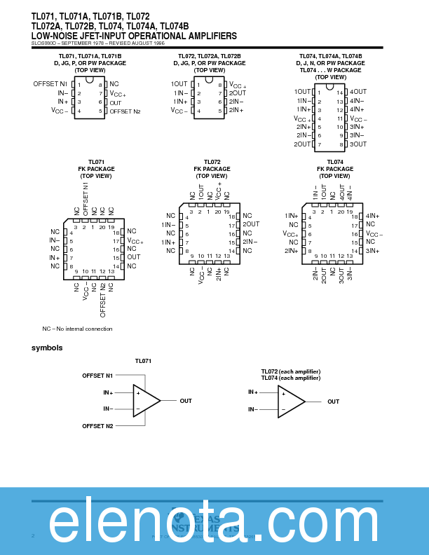 TL074 Datasheet PDF (281 KB) Texas Instruments | Pobierz z Elenota.pl