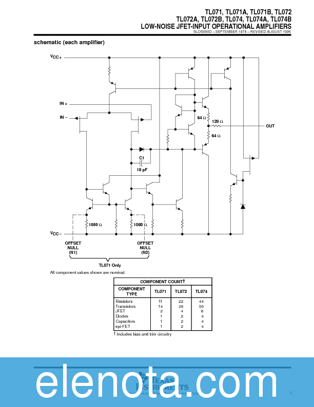 TL074 Datasheet PDF (281 KB) Texas Instruments Pobierz z Elenota.pl