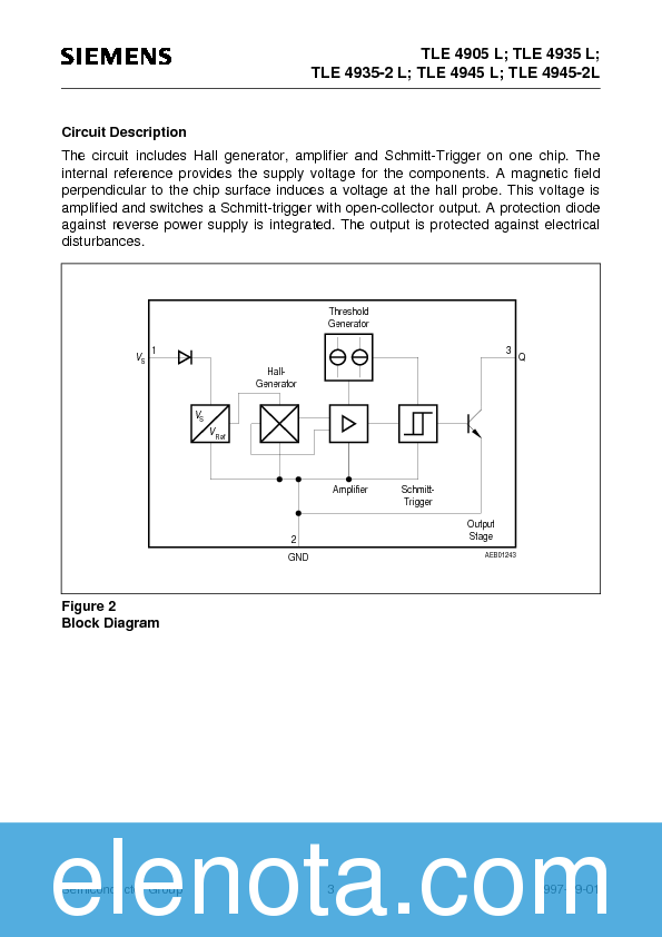 TLE 4905 L Datasheet PDF (266 KB) Siemens | Pobierz z Elenota.pl