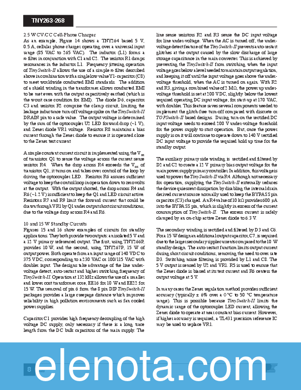 TNY264PN Datasheet PDF (1.18 MB) Power Integrations | Pobierz z Elenota.pl
