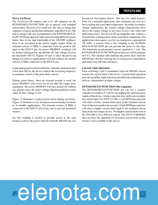 TNY276 Datasheet PDF (1.57 MB) Power Integrations | Pobierz z Elenota.pl