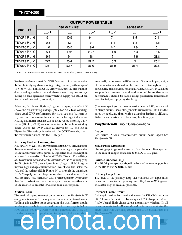 TNY277 Datasheet PDF (1.57 MB) Power Integrations | Pobierz z Elenota.pl