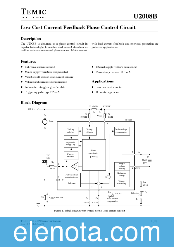 U2008B Datasheet PDF (129 KB) Temic Pobierz z Elenota.pl