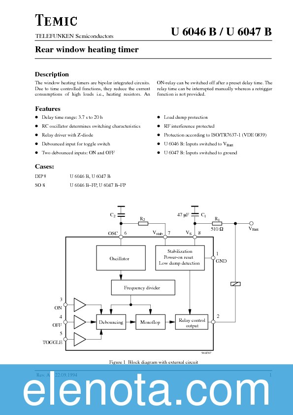 U6046B Datasheet PDF (142 KB) Temic | Pobierz z Elenota.pl