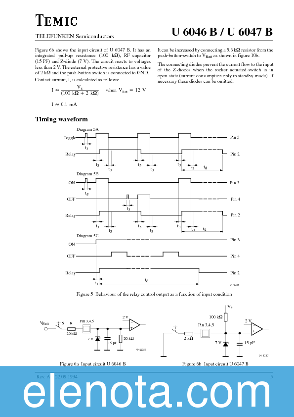 U6046B Datasheet PDF (142 KB) Temic | Pobierz z Elenota.pl