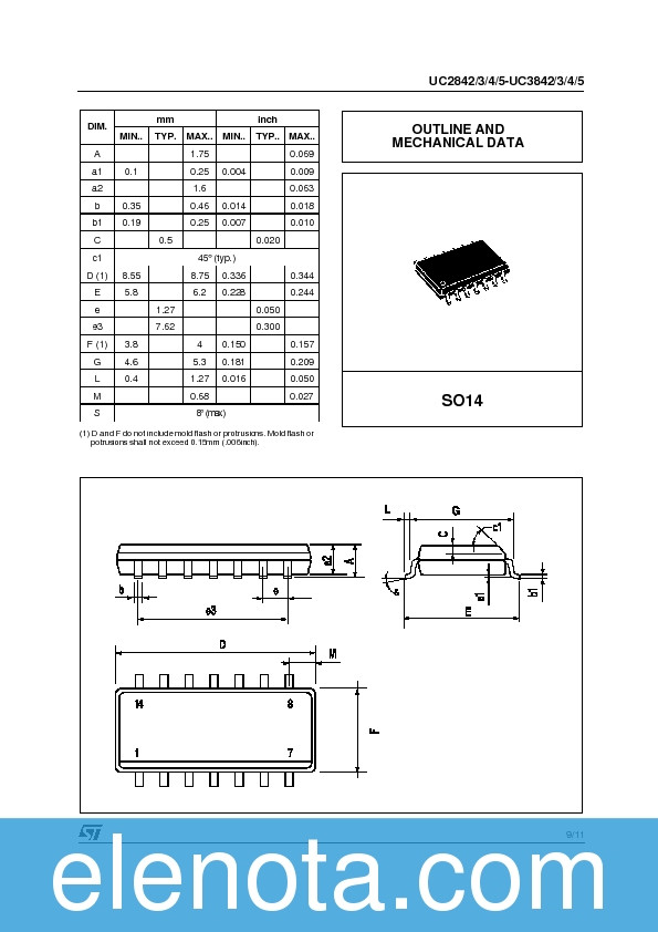 UC2843 Datasheet PDF (96 KB) STMicroelectronics | Pobierz z Elenota.pl