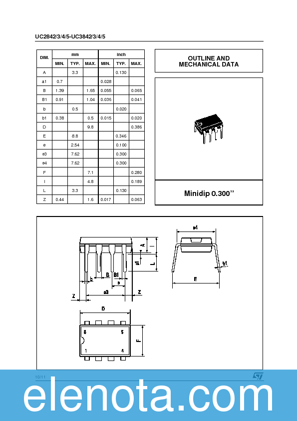 UC2843 Datasheet PDF (96 KB) STMicroelectronics | Pobierz z Elenota.pl