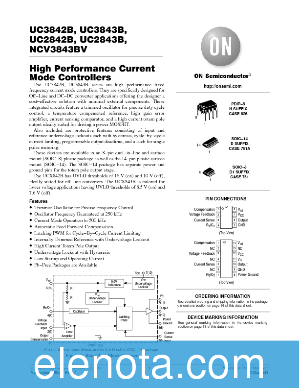 UC3842B Datasheet PDF (369 KB) ON Semiconductor | Pobierz z Elenota.pl