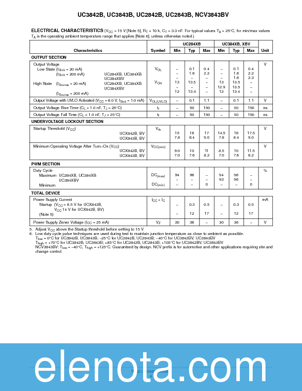 UC3842B Datasheet PDF (369 KB) ON Semiconductor | Pobierz z Elenota.pl