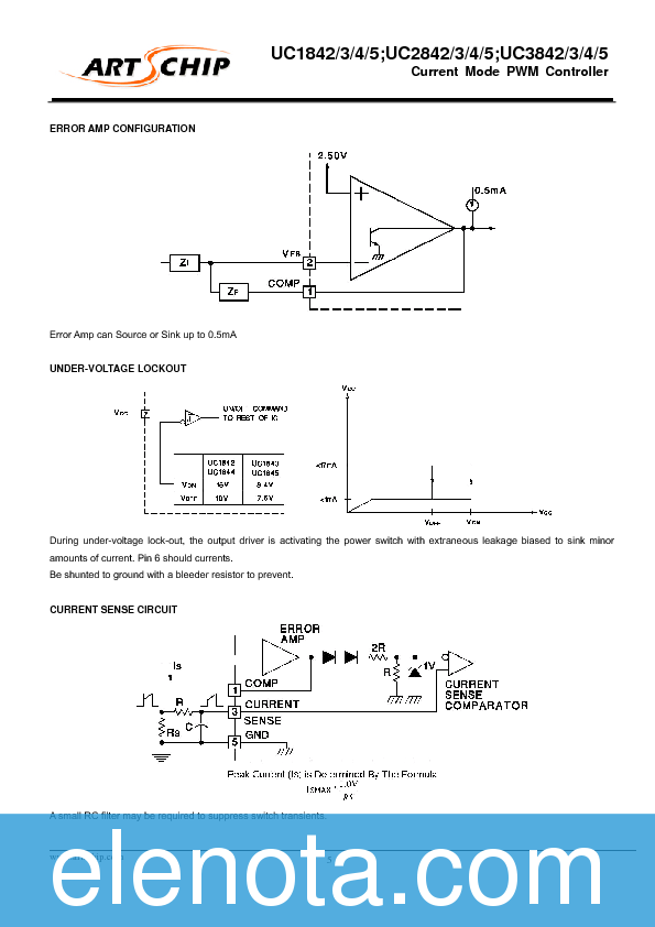 UC3842 Datasheet PDF (574 KB) ArtsChip | Pobierz z Elenota.pl
