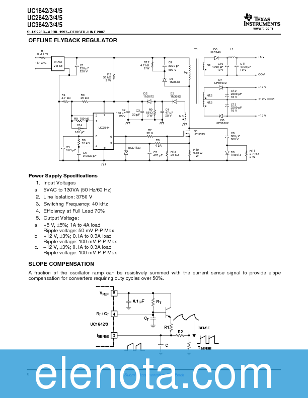 UC3842 Datasheet PDF (720 KB) Texas Instruments | Pobierz z Elenota.pl