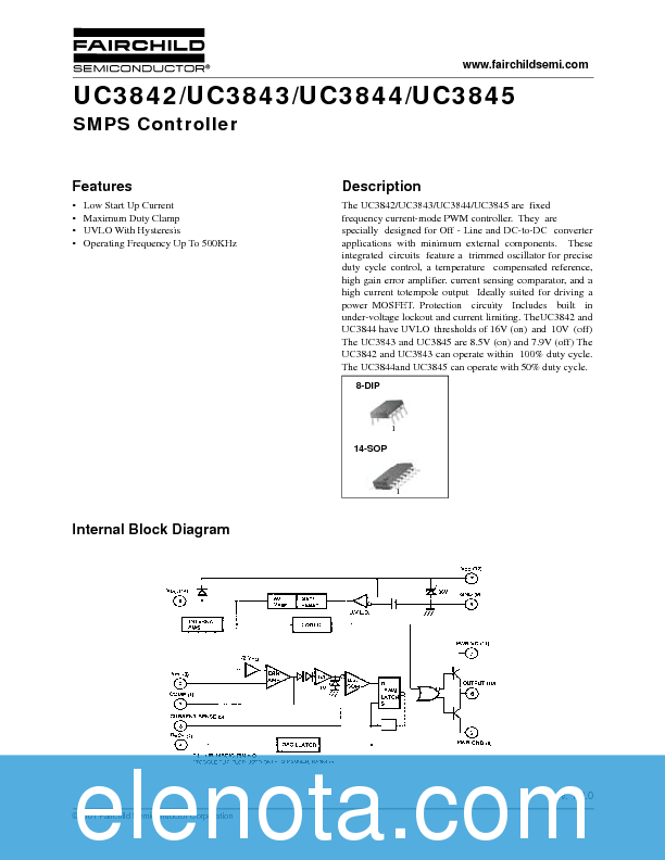 UC3843 Datasheet PDF (92 KB) Fairchild | Pobierz z Elenota.pl
