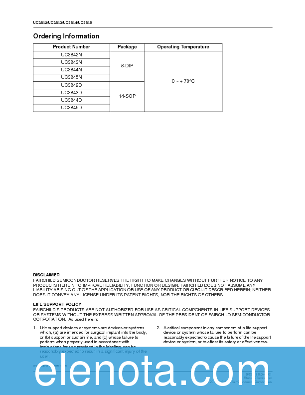 UC3843 Datasheet PDF (92 KB) Fairchild | Pobierz z Elenota.pl
