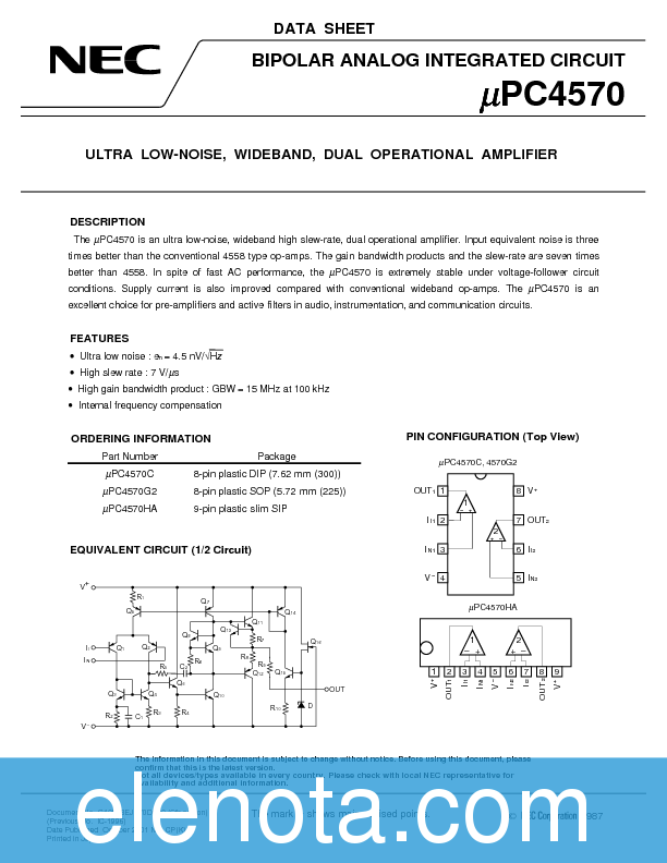 UPC4570 Datasheet PDF (82 KB) NEC | Pobierz z Elenota.pl