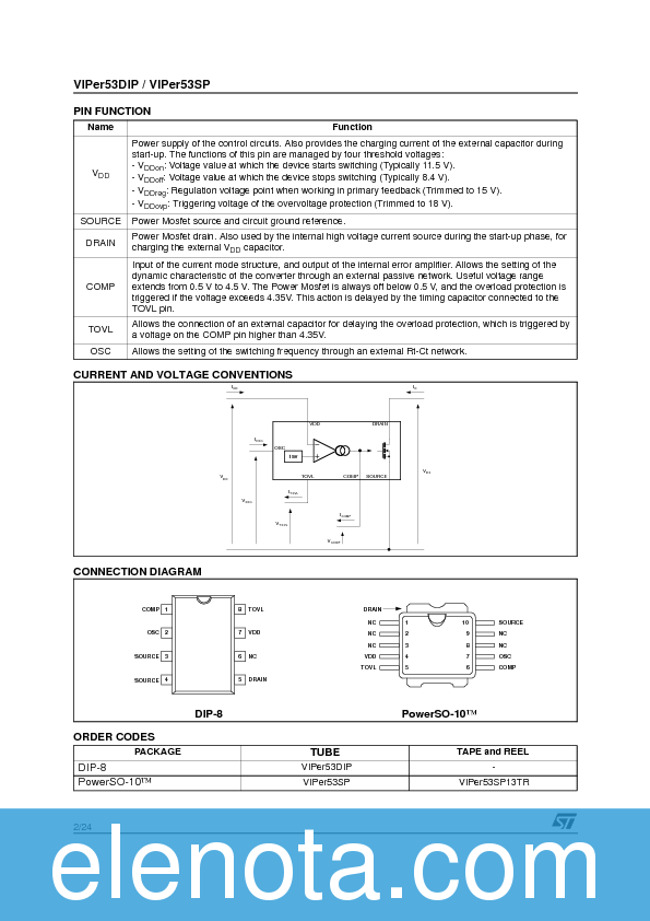 VIPER53 Datasheet PDF (260 KB) STMicroelectronics | Pobierz z Elenota.pl