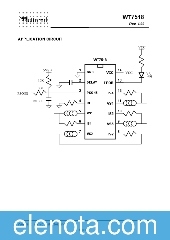 WT7518 Datasheet PDF (162 KB) Weltrend | Pobierz z Elenota.pl