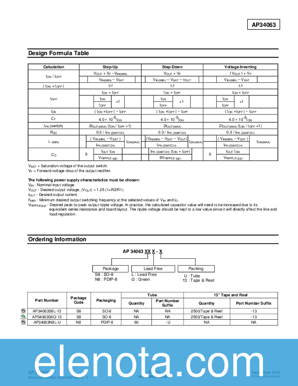 AP34063 Datasheet PDF (141 KB) ATC | Pobierz z Elenota.pl