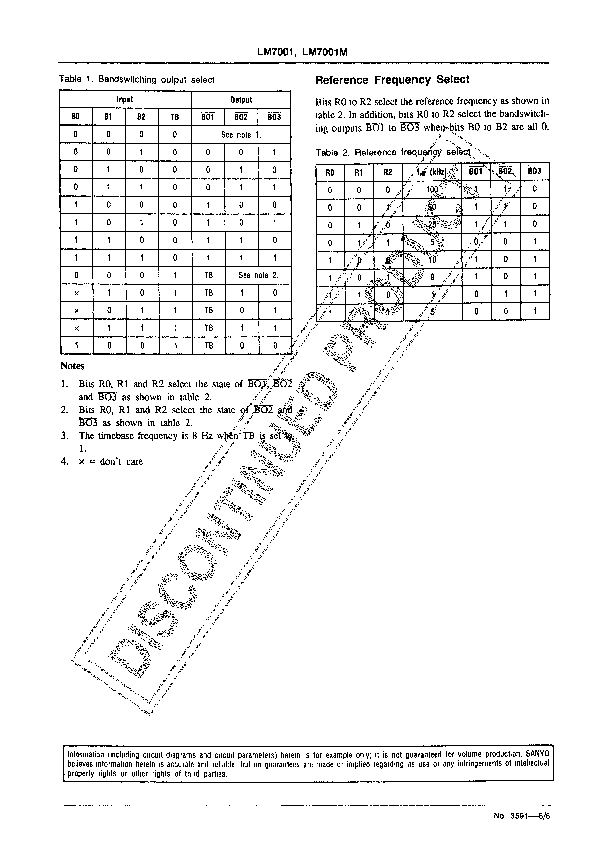 LM7001 Datasheet PDF (256 KB) Sanyo | Pobierz z Elenota.pl