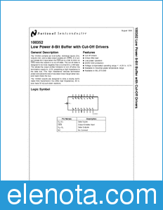 National Semiconductor 100352 datasheet