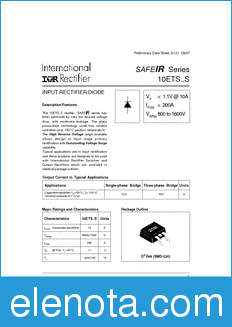 International Rectifier 10ETS08S datasheet