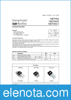 International Rectifier 15ETH03 datasheet