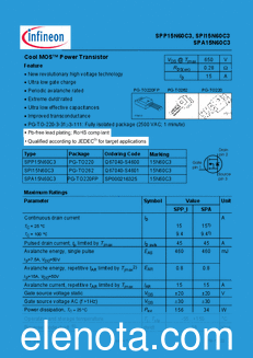 Infineon 15N60C3 datasheet