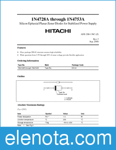 Hitachi 1N4728A datasheet