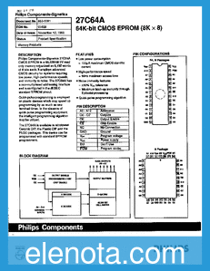 Philips 27C64A-20 FA datasheet