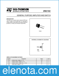 STMicroelectronics 2N2102 datasheet