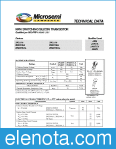 Microsemi 2N2219A datasheet