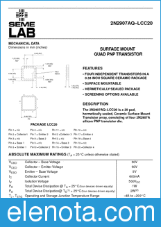 Semelab 2N2907AQ­LCC20 datasheet