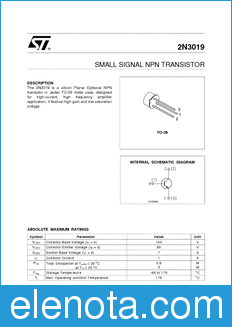 STMicroelectronics 2N3019 datasheet