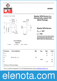 Semelab 2N3055 datasheet