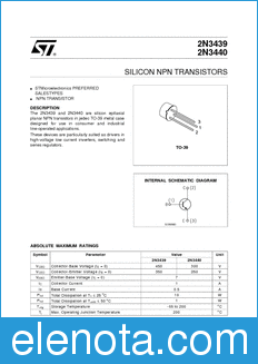 STMicroelectronics 2N3439 datasheet