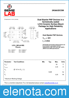 Semelab 2N3803DCSM datasheet
