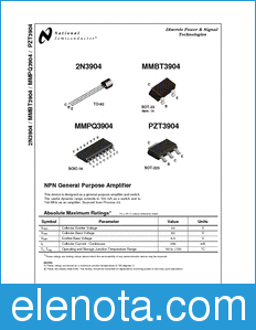 2N3904 Datasheet PDF (98 KB) National Semiconductor | Pobierz z Elenota.pl