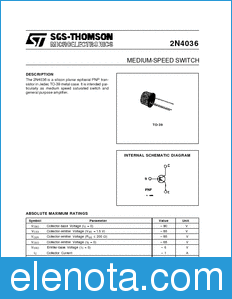 STMicroelectronics 2N4036 datasheet
