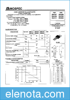 Mospec Semiconductor 2N6109 datasheet