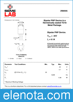 Semelab 2N869A datasheet