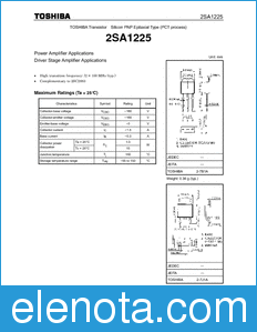 Toshiba 2SA1225 datasheet
