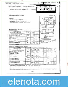 Toshiba Semiconductor 2SA1265 datasheet