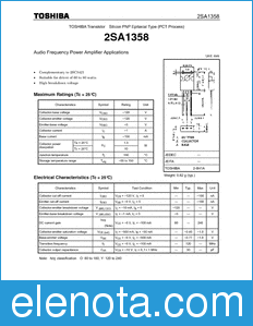 Toshiba 2SA1358 datasheet