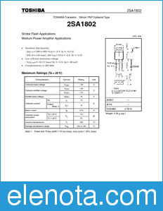 Toshiba 2SA1802 datasheet